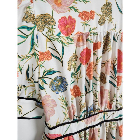 Kate Spade Women's Sz. 0 Floral Blossom Fluid Tiered Collared Shirt Dress - Picture 7 of 7